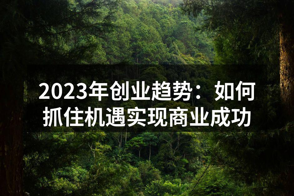 2023年创业趋势：如何抓住机遇实现商业成功